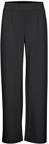 b.young BYRIZETTA Wide Pants 2 Pantalon en tissu pour femme avec jambes larges, taille élastique et plis à la taille, Noir (200451), M