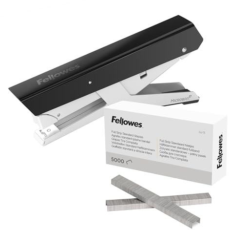 Fellowes Heftzange LX890 aus Metall, kein Klammerstau, Bypass-Heftung von bis zu 40 Blatt + Fellowes Heftklammern 26/6 mm für Full-Strip/Vollstreifen-Heftgeräte – Packung mit 5000 Stück – Bundle