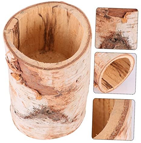 Happyyami Birkenholz Blumentopf Bonsai Topf Aus Holz Handgefertigt Für Sukkulenten Und Kakteen Dekoration Für Innen Und Garten 6-7cm Durchmesser Natürlicher Holzlook