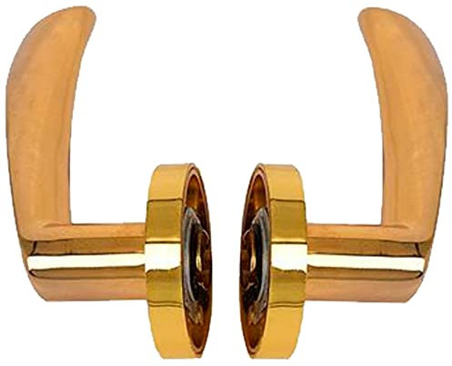 Tradineur - Manilla/Pomo para puerta - Base 50 mm - Fabricado en Latón y Acero - Juego de llaves - Incluye Tornillos - Color Dorado