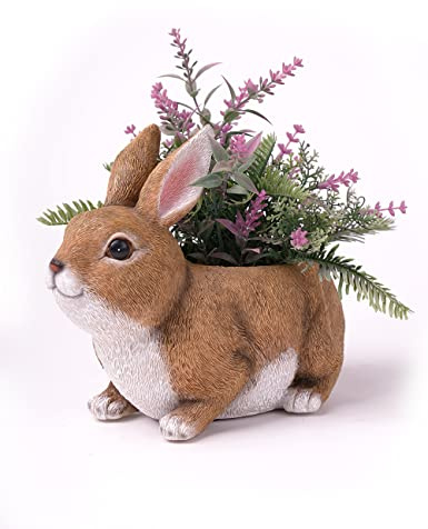 HAUCOZE Maceta Conejo Escultura Estatua Animal Decoración Hogar Adorno 22cm | Resina Almacenaje de Objetos, Modern Arte para Cactu Suculenta Flore,Regalo para Estantería Mesa Escritorio