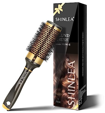 Haarbürste ohne Ziepen – SHINLEA Bürste für Locken, Haarbürste rund für Damen und Kinder, 43 mm Nylon-Rundhaarbürste aus Aluminium, Rundbürste Profi zum Stylen, Locken, Föhnen und Glätten