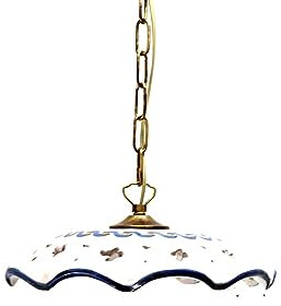 Lampadario a sospensione rustico in ceramica siciliana 1 luce Stella per cucina, ingresso, veranda, taverna, bagno