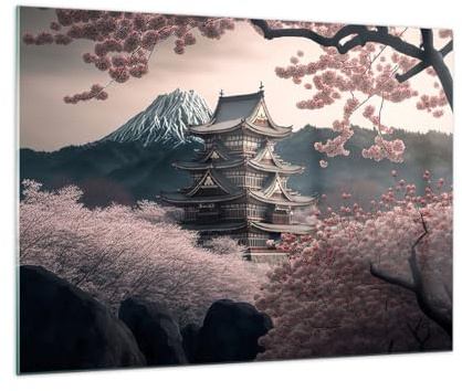Bilder auf Glas 70x50cm Wandbild Glasdruck Architektur Botanik - 5734 | Asien Japan japanisch Klein Modern Dekoration Wohnzimmer Schlafzimmer Küche Wanddeko Kunstdruck Art Wall Decor ARTTOR