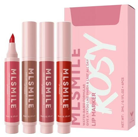 Ristyur Pennarello per labbra a lunga durata, 4 pezzi, rossetto a lunga durata, rossetto, trucco per rossetto durevole, applicazione delicata, lucentezza naturale
