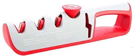 ALMVIS Knife Sharpener Adjustable Manual 4 Stages Scissors Sharpening Stone Kitchen Grinder Knives Whetstone Angle Sharpener Tool knife sharpening kit(Bianco)