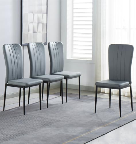 Hallowood Furniture Cullompton Dining Chairs Set of 4 in Grey Faux Leather