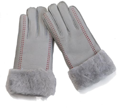Woolous Schaffell Handschuhe Damen Winter, Wolle-Futter Lammfell Damen Handschuhe, Super Warm FäUstlinge für Kaltes Wetter