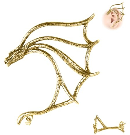 6ixGosh 1 x Gothic-Drachen-Ohrmanschette, Edelstahl, Retro-Drachen-Ohrringe, Punk, Schlange, Drache, Fisch, Krokodil-Manschette, Wickelohrringe, Knorpel, Kletterer, Ohrstecker, für Damen und Herren