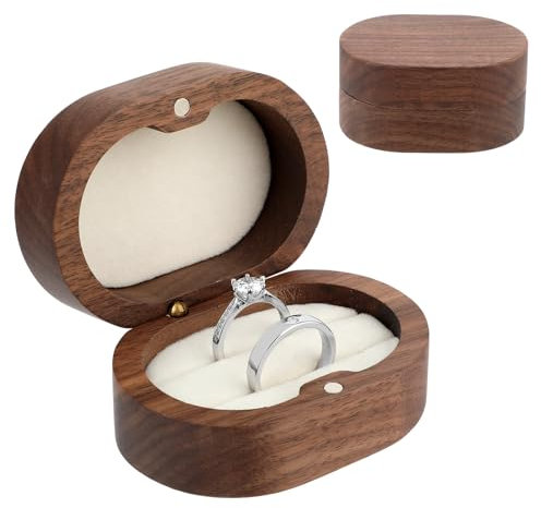 Yolev Hochzeit Ringbox Schmuckbox Valentinstag Ringschachtel Doppelte Ring Box aus Holz für Eheringe Verlobungsringhalter Ring Aufbewahrungsbox für Antrag Verlobung Hochzeit Zeremonie