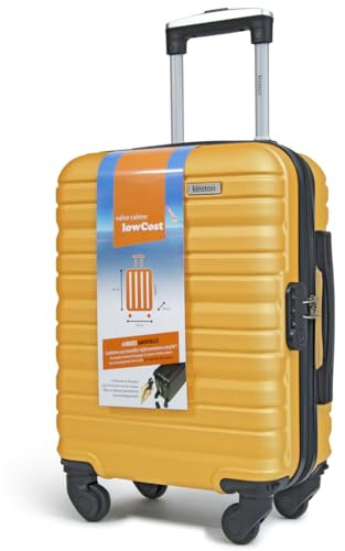 Kinston Kabinenkoffer für EasyJet mit 4 abnehmbaren Rädern - LowCost Größe - Leichtes und langlebiges Handgepäck mit schwenkbaren abnehmbaren Rädern - Gelb