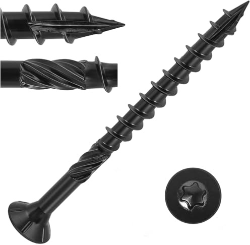 VGBUY Deckschrauben, 7,6 cm, robuste Holzschrauben für den Außenbereich, Torx-Antriebskopf, Deckschraube, schwarz, rostbeständig, Epoxidbeschichtung, lange Terrassenschrauben mit Stern-Bit, für Zaun