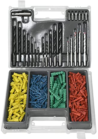 Set di 300 punte elicoidali da 2-10 mm, viti di espansione da 5-10 mm, punte da trapano a 3 punte per la lavorazione del legno per una foratura efficace 300 pezzi/set punte da trapano elicoidali da 2