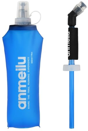 Anseom 500ml Soft Flask Borraccia Morbida con Tubo, Bottiglia Pieghevole TPU Sport all'Aria Aperta Senza BPA, Ideale Per Corsa, Ciclismo, Escursionismo