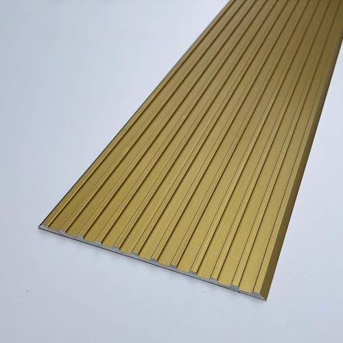 Golvövergångslist Metallgolvövergångsremsa 4 Tum Bred, Trappnoskantslister Med Halkfri Yta, Trägolvspalt Täcklister för Reducerande Mellanrum (Color : Gold)
