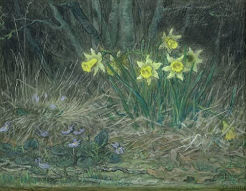 IPLUPJDY Bilder Moderne Kunst Gemälde WandgemäLde Narzissen Und Veilchen Von Jean Francois Millits Leinwand Malerei Poster für Wanddekoration 60x90cm