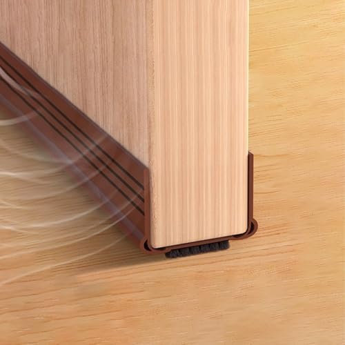 Cotensta 93cm Braun Selbstklebend Zugluftstopper für Türen, Türdichtung Unten mit Türbesen, Silikon Türdichtung Für 3,5-5,5cm Dicke Türen mit einem Spalt Unten von 0,3-2cm Geeignet, (Brown)