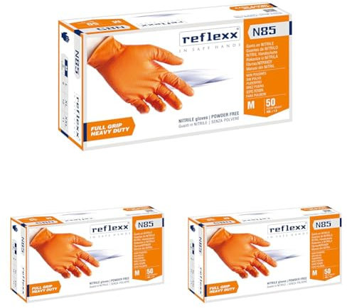 Reflexx N85/M, guanti in nitrile FULL GRIP | HEAVY DUTY (Confezione da 3)