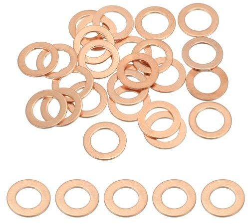 PATIKIL M10 Copper Washer Sealing Ring, 25 Pieces 10mm ID 16mm OD 1mm Thickness Metric Flat Sealing Gasket Crush Washer for Screws Bolt Sump Plugs Oil Drain