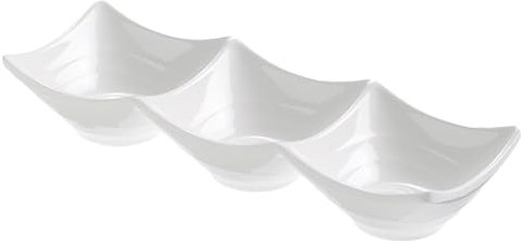 Sicignano | Coppetta Quadra per Salse e Condimenti, in Melamina Bianca, Resistente, Elegante | Ciotolina per Antipasti, Finger Food, Aperitivi, Salsa di Soia (1, 3 Scomparti)