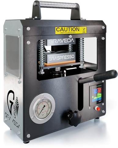 Graveda Graspresso GP50-5-7 - Rosin Presse mit 7 Tonnen Hydraulik Zylinder und Druckanzeige, 12 x 6cm Platten, Rosin Press