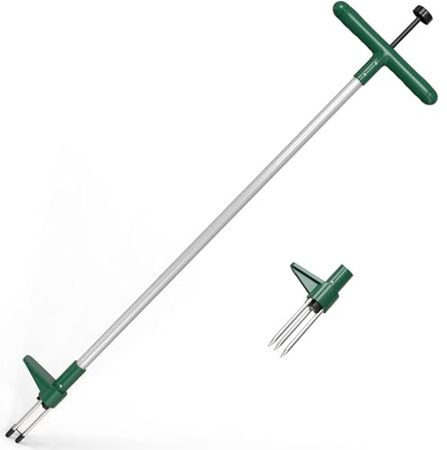 Weed Puller, Stand-Up Weeder Removal Tool, Long Handle Garden Weeding Tool with Foot Plate and 3 Claws, Manual Garden Lawn Tool Remover 100cm for Standup Weed Root Pulling Tool and Picker