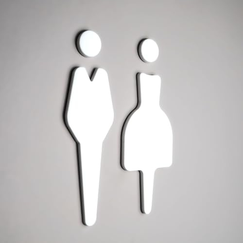 Premium Unisex Toilet Sign – Gents & Ladies Symbols – Textured Stone Acrylic, Modern Self-Adhesive Waterproof Bathroom Door/Wall Sign