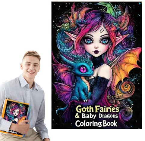 Fantasy Adult Colouring Book - Gothic Colouring Book, Fantasy Adult Drawing Book | Fairies & Drchen Colouring Templates Sketchbook with Relaxation Patterns, Stress Relief Art Pages Drawing Book for