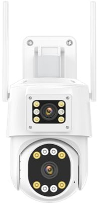 Videocamera Sorveglianza, Telecamera IP 4G SIM Card Telecamera PTZ a tre obiettivi HD 4K Telecamera di sicurezza a doppio schermo 2K Telecamera di sorveglianza P2P con tracciamento automatico per uso