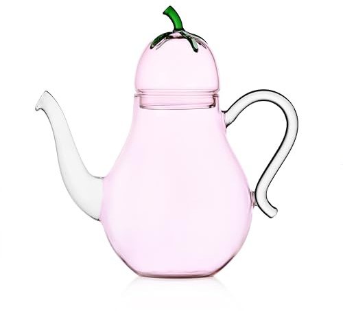 Ichendorf Milano Teiera/Caffettiera Melanzana, Collezione Vegetables, H 22 cm, Vetro Borosilicato, Fatto a Mano