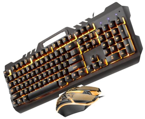 Holibanna Tastiera Gaming Rgb Con Retroilluminazione e Mouse Usb Con Portacellulare Tastiera Resistente Ai Graffi Con Tasti Sospesi Combo Ergonomica Anti-slip Per Computer e Ufficio