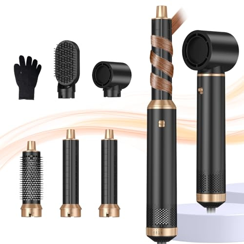 Air Styler 5 in 1 Hairstyler,Lockenstab mit Luft Haarstyler | 3 Temperaturregelung, Föhnbürste, Geben Sie dem Haar Volumen, Glätten, Locken und Föhnen Sie Trockenes Haar