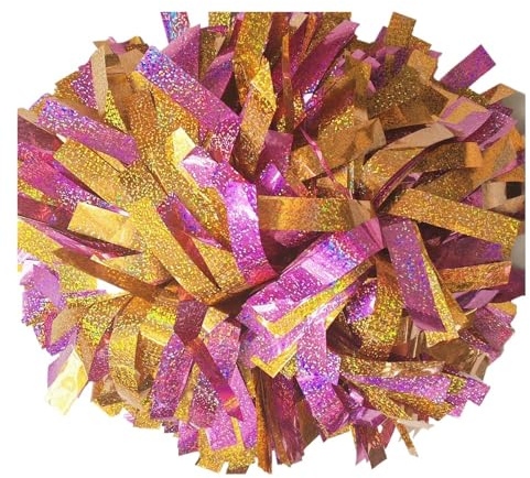 GIJMZY Cheerleading Pom Poms Pom-Pom Girl holographique avec poignée de bâton for Une Utilisation à la Main, 1 pièce(Color12,8 inch)