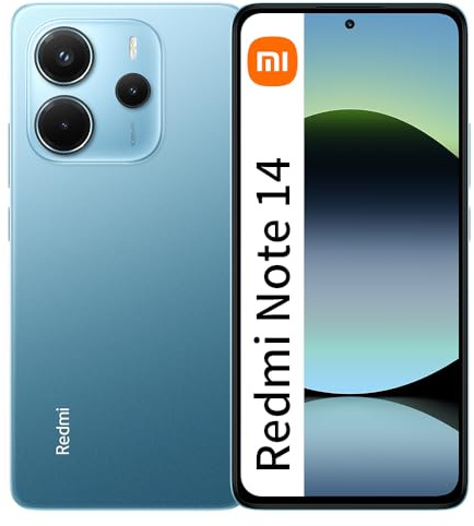 XIAOMI Redmi Note 14 4G 8GB+256GB–Smartphone 6,67 AMOLED, cámara triple 108MP, batería 5500mAh, carga rápida 33W, procesador Helio G99-Ultra,azul (sin cargador incluido)