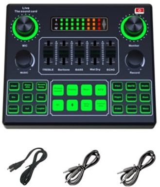 V9SJ - Tarjeta de sonido en vivo, cambiador de voz y afinación, 12 escenas y efectos electrónicos, multiuso para transmisión de voz, herramienta de transmisión vocal