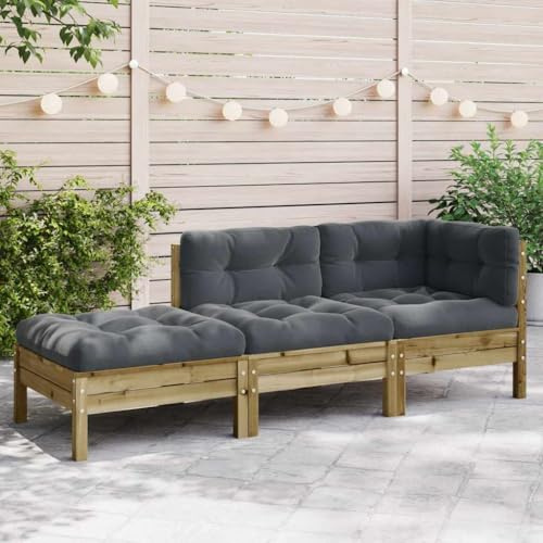 Owoxanthellate Gartensofa 3-Sitzer Kiefernholz Anthrazit 189 x 63 x 62,5 cm Modernes Design Robust und Wetterfest Eckbank für Balkon Terrasse Wintergarten