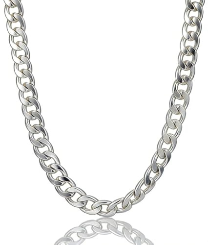 Hip Hop Silver Chain Necklace, Gangster Fake Chain for Men, Silver Chains for Men, Hip Hop Fancy Dress, Hiphop Costume Accessories, Boys Jewellery for Daily Wear, Events Social Occasions, (55cm)