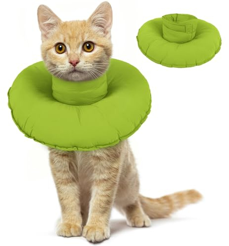 Kattkottar för att sluta slicka, bekväm kattunge munkkrage mjuka kattkottar för kattungar efter öppning krage för att sluta skrapa (grön, S)