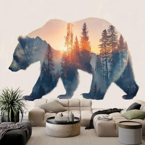 Perla Fondo de Pantalla PanoráMica 3d, Bosque Naturaleza Animal Oso Fotomurales Mural 250 x 175 cm (An x Al) – Decoración de Pared Para Sala Cuarto Oficina y Salón