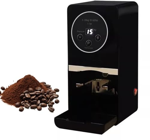 58mm Automatic Coffee Tamper, Electric Espresso Tamper, 5-30kg Pressure Adjustable, Stainless Steel Threaded Hammer, Easy Clean, 1 to 3 Adjustable Tamp Times, for Coffee Shops/HOM Black Thread Bottom