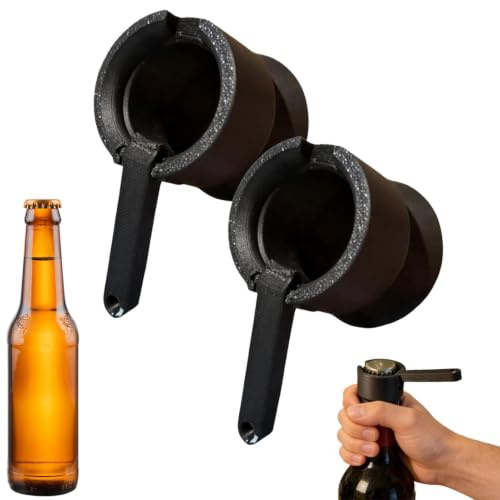 Bottle Cap Laūncher Openeř, 2er-Pack Rutschfester Bierdosenöffner, Schwarzer Manueller Bieröffner, Tragbares Bierflaschen Werkzeug Für Küche Camping Wohnmobil Reisen Party Erwachsene Männer Frauen