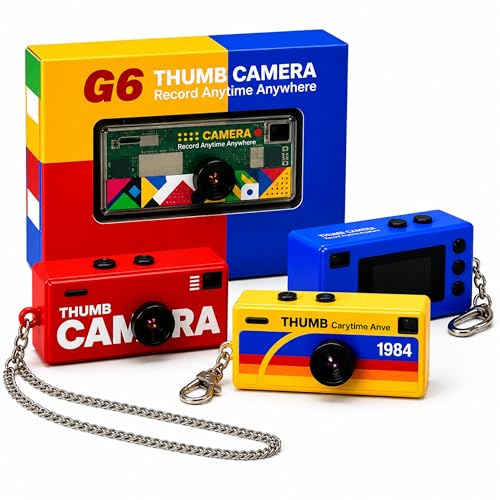 DetailForge Nano Cam G6 Mini Fotocamera nel Design dal Charme Retrò, Fotocamera per Bambini Portachiavi Fotocamera Digitale Portachiavi (Giallo)