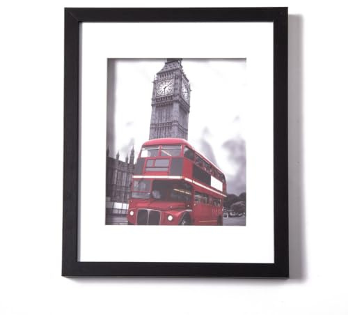 Muzilife 28x35cm Bilderrahmen mit Echtglas & MDF Schwarz, Innentiefe 1,5cm | Leichter 3D-Effekt, mit Passepartout für 20x25cm, zum Aufstellen/Aufhängen, Fotorahmen für Fotos, Bilder, Wohnzimmer, Büro