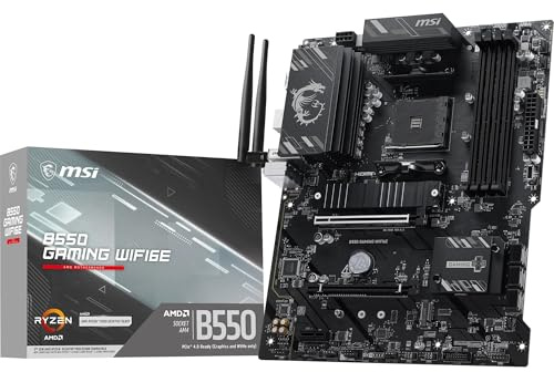 MSI B550 Gaming WIFI6E Motherboard, ATX - Supports AMD Ryzen 5000 Series, 5000 G-Series, 4000 G-Series and 3000 Series Processors, AM4 - DDR4 Memory Boost 4800+MHz/OC, PCIe 4.0 x16, M.2 Gen4, 1G LAN