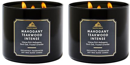 Bath & Body Works 3-Wick Candle, Mahogany Teakwood Intense, 2 Pack