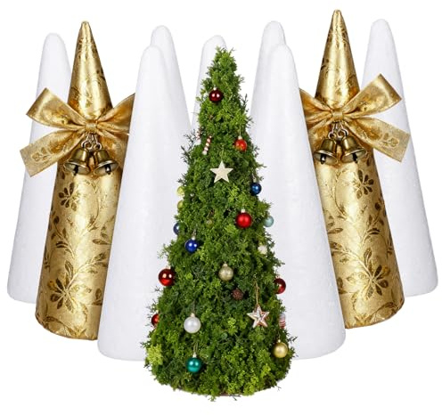 6 Stück Handwerk Schaum Weiß Styroporkegel für Haus DIY Handwerk Projekt Weihnachtsbaum Tisch Handwerk
