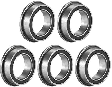 sourcing map 5Stk. MF128-2RS Flanschkugellager Kugellager 8x12x3.5mm Doppelt abgeschirmt(GCr15) Chrom