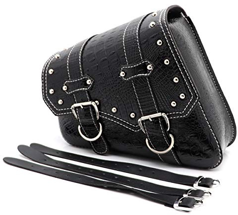 Universal Motorrad Seitentasche, Pu Leder Satteltaschen wasserdichte Motorrad Werkzeugtasche -Schwarz (Linke Seite)