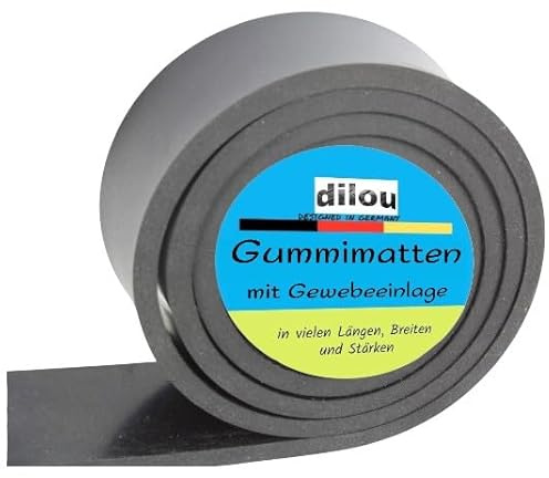 Gummistreifen 100mm breit 10mm dick 1-10m lang mit Gewebe Gummi-Matte-Platte Vollgummi Schürfleiste Hartgummi (2000x100x10mm)