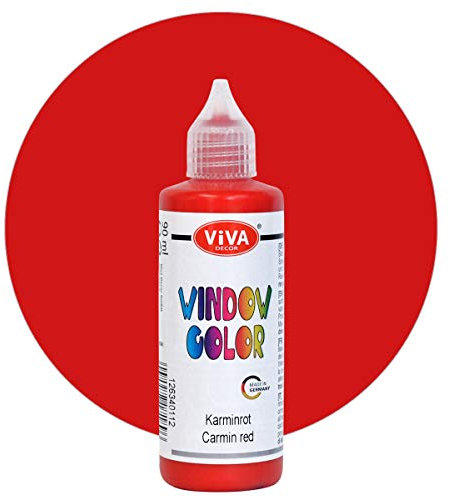 Viva Decor Window Color Peinture pour fenêtre (rouge carmin, 90 ml) pour images et autocollants amovibles pour décoration, miroirs, carreaux, vases et fenêtres - Fabriqué en Allemagne